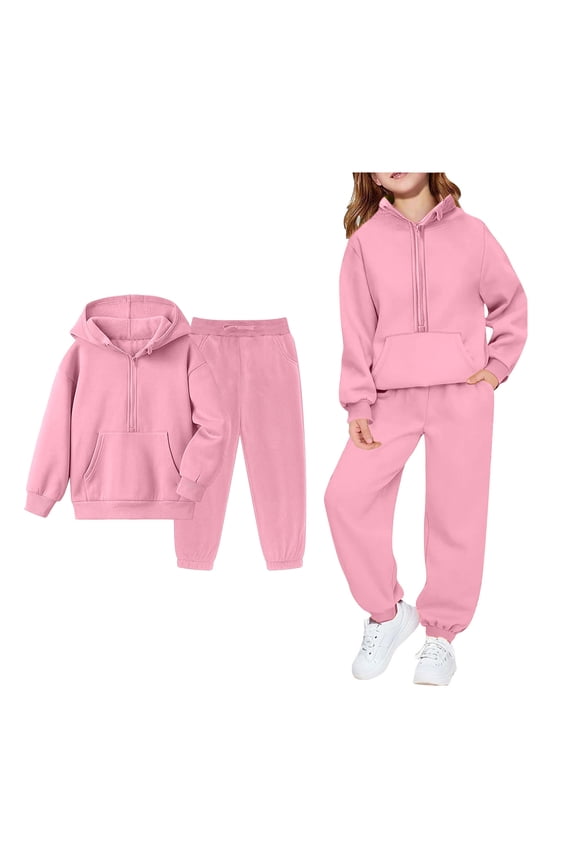Boys Girls Active Sweatsuit 2PC Long Sleeve Zip Up Hoodie and Jogger Sweatpants Warm Fall Winter Clothes Boy Clothes 5-6 Years