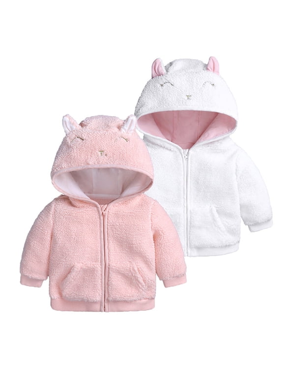 Boys Girls Animal Face Fleece Zip Up Jackets Hooded Long Sleeve Winter Warm Outerwear 9-12 Months Jacket for Little Kids