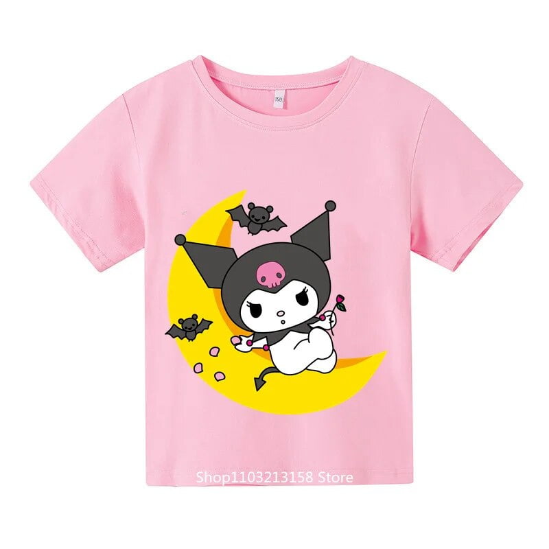 Boys Girls Anime Hello kitty Kuromi T shirt Clothes Cartoon Tops Kids ...