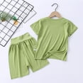 thumbnail image 1 of Boys Girls Athletic Short Sets 2 Piece T-Shirt and Shorts for Kids Loose Cotton Outfit Sets Army Green 1-2 Years, 1 of 6