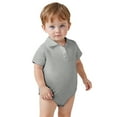 thumbnail image 1 of Boys Girls Baby Jumpsuit Solid Color Short Sleeve Polo Romper With Collared Neckline Snap Closure For Infant Casual Daily Wear, 1 of 4