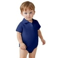 thumbnail image 1 of Boys Girls Baby Jumpsuit Solid Color Short Sleeve Polo Romper With Collared Neckline Snap Closure For Infant Casual Daily Wear, 1 of 4