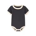 thumbnail image 1 of Boys Girls Baby Jumpsuit Unisex Short Sleeve Crewneck Ribbed Knit Bodysuit With Contrast Trim Snap Closure For Infant Daily Layering Wear$, 1 of 4