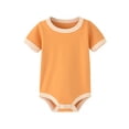 thumbnail image 1 of Boys Girls Baby Jumpsuit Unisex Short Sleeve Crewneck Ribbed Knit Bodysuit With Contrast Trim Snap Closure For Infant Daily Layering Wear$, 1 of 4