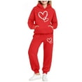 thumbnail image 1 of Boys Girls Baggy Sweatsuits 2 Piece Outfits Heart Print Clothing Set Pullover Hoodies and Trackpants New Girls Matching Sets Red 8-9 Years, 1 of 5