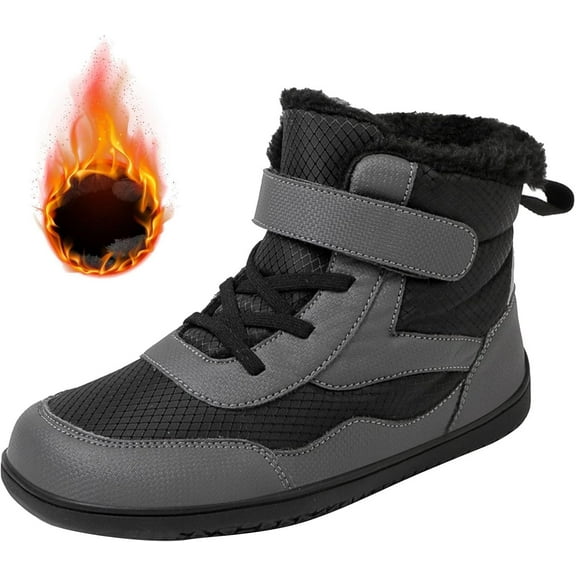 Boys Girls Barefoot Winter Boots With Wide Toe Box Slip Drop Sole Ankle Winter Snow Boots Girl Winter Boots for Kids