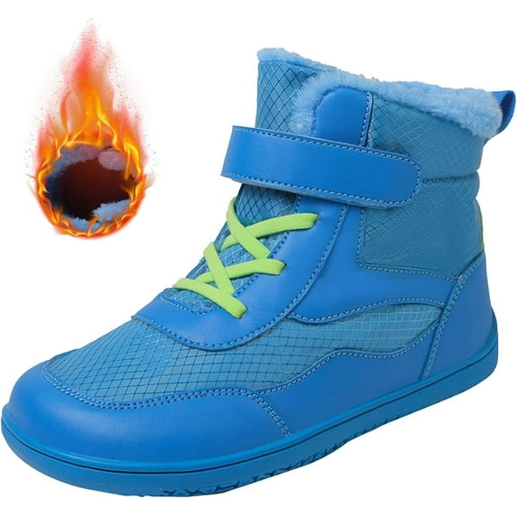 Boys Girls Barefoot Winter Boots With Wide Toe Box Slip Drop Sole Ankle Winter Snow Boots Girl Winter Boots for Kids