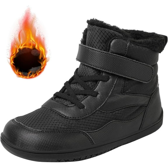 Boys Girls Barefoot Winter Boots With Wide Toe Box Slip Drop Sole Ankle Winter Snow Boots Girl Winter Boots for Kids