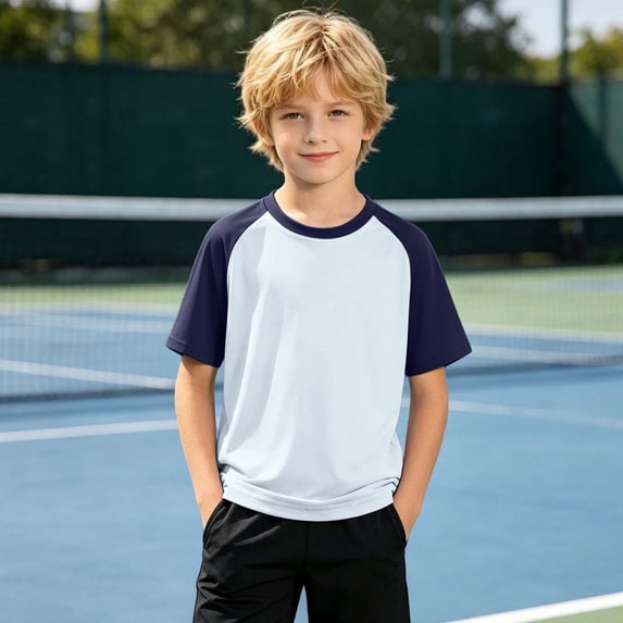 Boys Girls Baseball Tees Raglan T-Shirt Short Sleeve Blouse Casual Crew Neck Tops (Navy 9-10 Years)