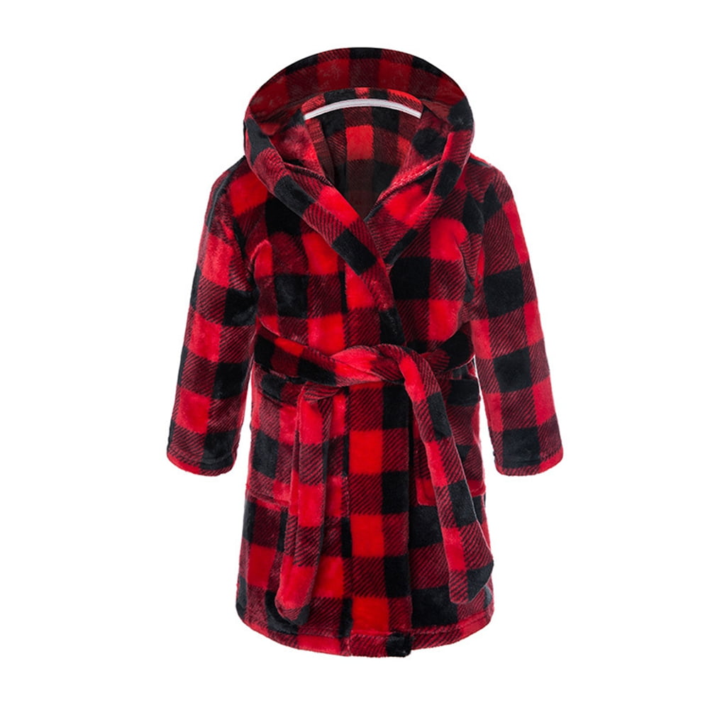 Boys Girls Bathrobes,Toddler Kids Hooded Robes Soft Children's Flannel ...