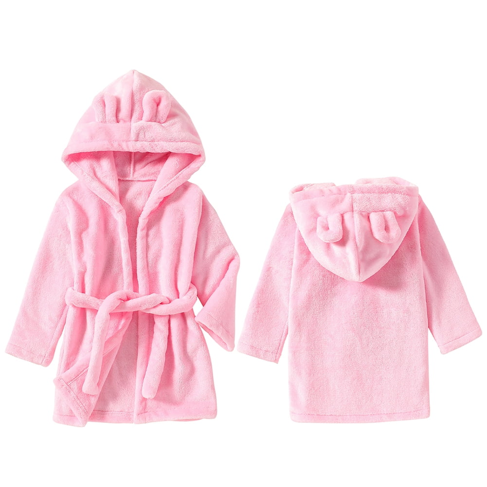 Boys Girls Bathrobes,Toddler Kids Hooded Robes Soft Children's Flannel