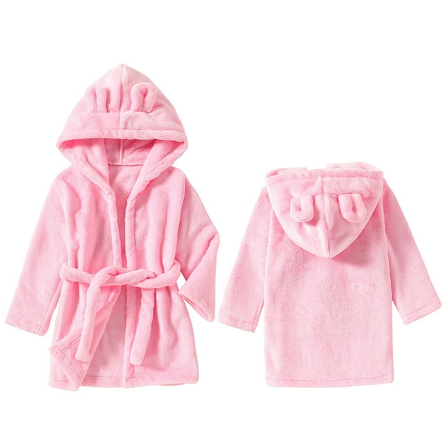 Boys Girls Bathrobes,Toddler Kids Hooded Robes Soft Children's Flannel Sleeping Hoodie Pajamas
