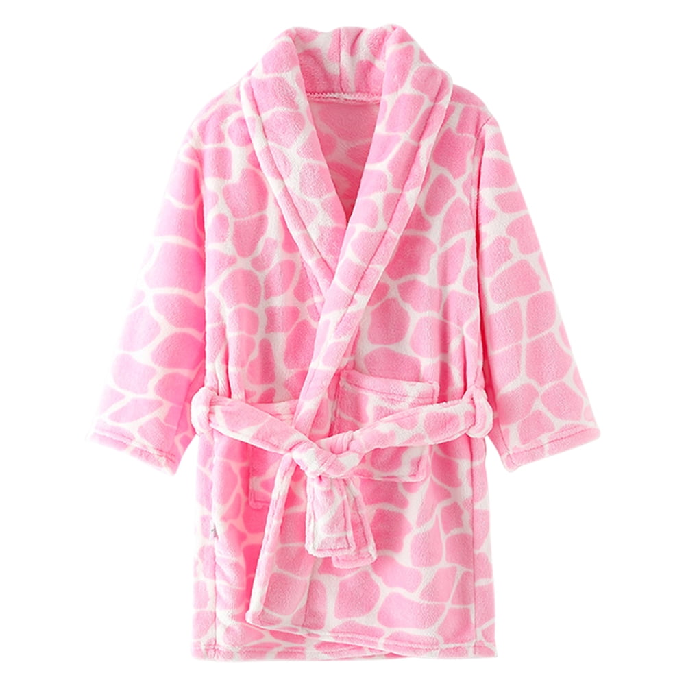 Boys Girls Bathrobes,Toddler Kids Hooded Robes Soft Children's Flannel