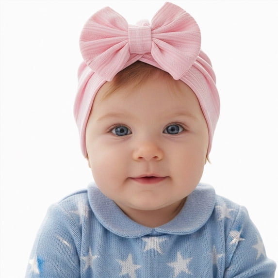 Boys Girls Beanies Baby Girls Turban Hats With Bow Newborn Caps Bonnets Headwraps Kids Knitted Beanie for Baby Boys,One Size,A33-Pink
