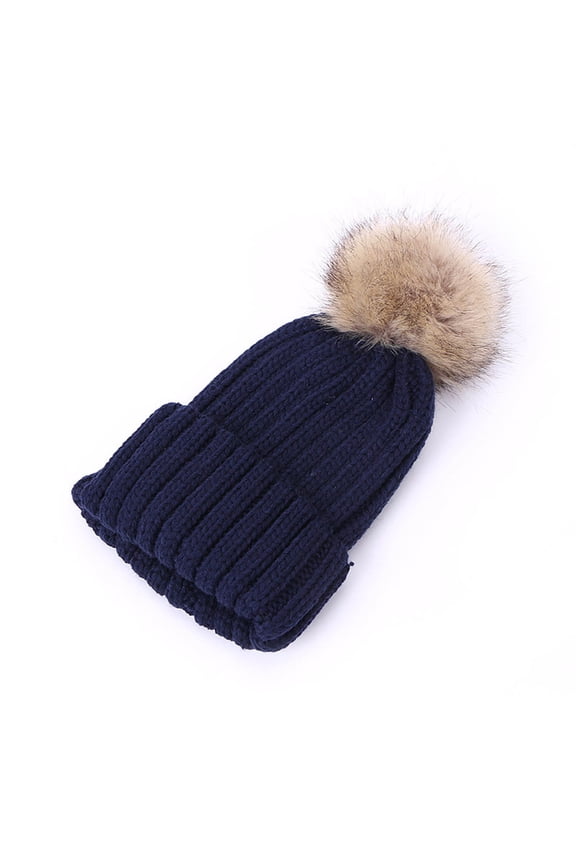 Boys & Girls Beanies Hats Chunky Knitted Winter Pom-Pom Slouch Skull Cap Youth Casual Solid Color Stretchy Thermal Warm Hat