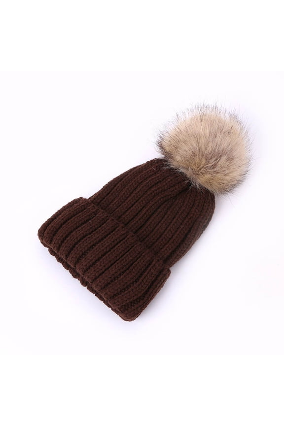 Boys & Girls Beanies Hats Chunky Knitted Winter Pom-Pom Slouch Skull Cap Youth Casual Solid Color Stretchy Thermal Warm Hat