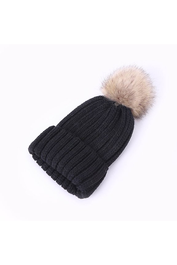 Boys & Girls Beanies Hats Chunky Knitted Winter Pom-Pom Slouch Skull Cap Youth Casual Solid Color Stretchy Thermal Warm Hat