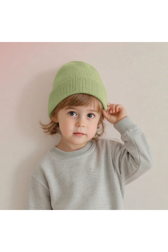 Boys Girls Beanies Hats Knitted Skull Cap Size 1-4 Toddlers Casual Solid Color Thermal Warm Stretchy Slim Slouch Winter Hat
