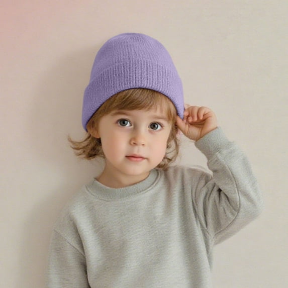 Boys Girls Beanies Hats Knitted Skull Cap Size 1-4 Toddlers Casual Solid Color Thermal Warm Stretchy Slim Slouch Winter Hat