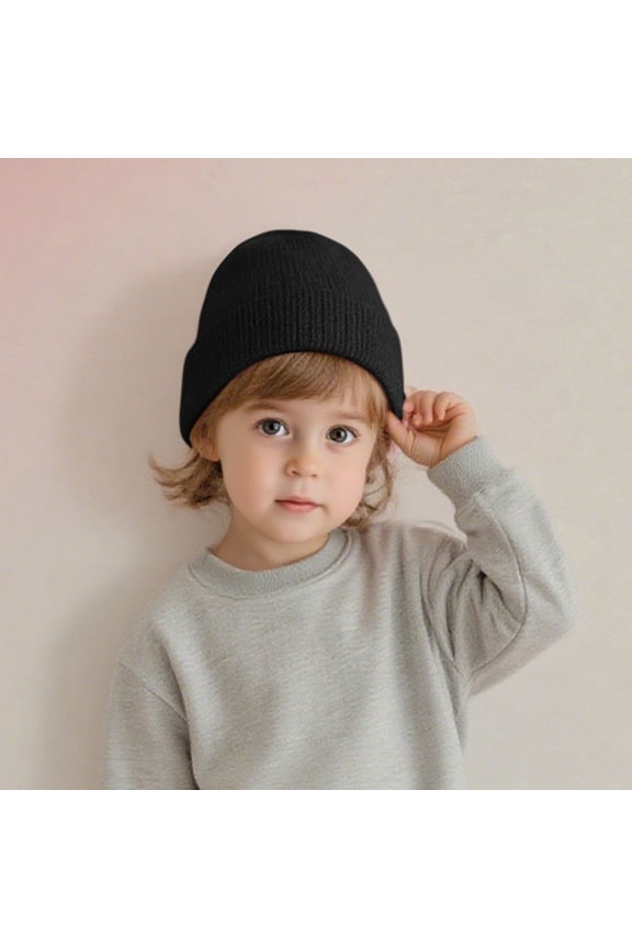 Boys Girls Beanies Hats Knitted Skull Cap Size 1-4 Toddlers Casual Solid Color Thermal Warm Stretchy Slim Slouch Winter Hat