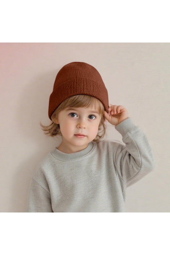 Boys Girls Beanies Hats Knitted Skull Cap Size 1-4 Toddlers Casual Solid Color Thermal Warm Stretchy Slim Slouch Winter Hat