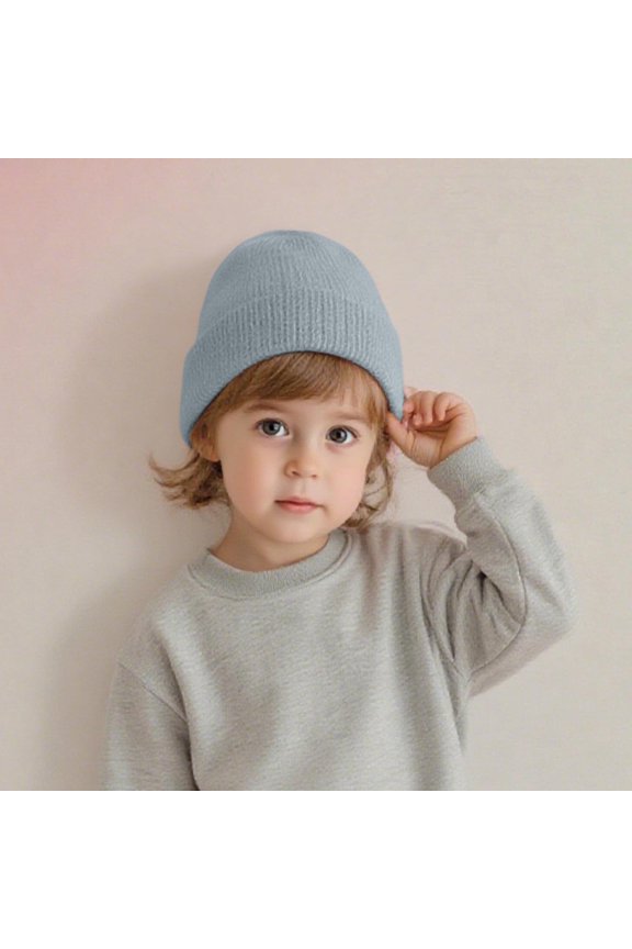 Boys Girls Beanies Hats Knitted Skull Cap Size 1-4 Toddlers Casual Solid Color Thermal Warm Stretchy Slim Slouch Winter Hat