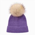 thumbnail image 1 of Boys Girls Beanies Winter Pullover Hat Children's Double Ear Hat Solid Color Cute Knitting Kids Knitted Beanie for Baby Boys,0-3 Years,A105-Purple, 1 of 6