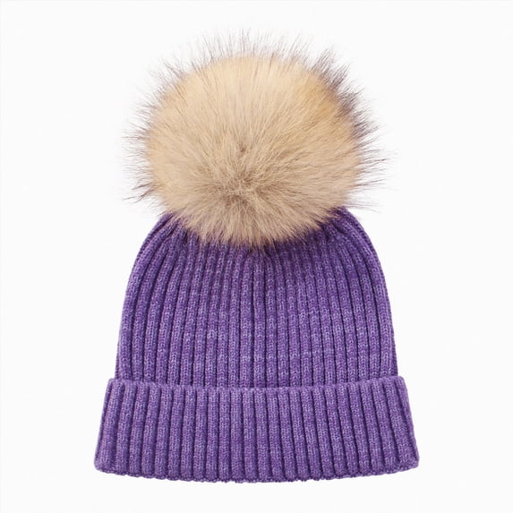 Boys Girls Beanies Winter Pullover Hat Children's Double Ear Hat Solid Color Cute Knitting Kids Knitted Beanie for Baby Boys,0-3 Years,A105-Purple