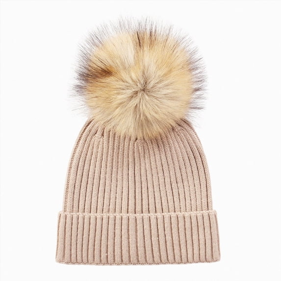 Boys Girls Beanies Winter Pullover Hat Children's Double Ear Hat Solid Color Cute Knitting Kids Knitted Beanie for Baby Boys,3-8 Years,A105-Beige