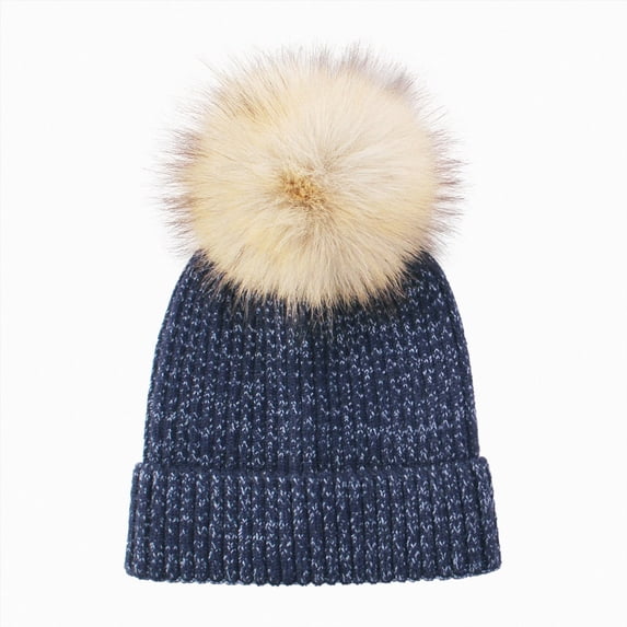 Boys Girls Beanies Winter Pullover Hat Children's Double Ear Hat Solid Color Cute Knitting Kids Knitted Beanie for Baby Boys,3-8 Years,A105-Navy