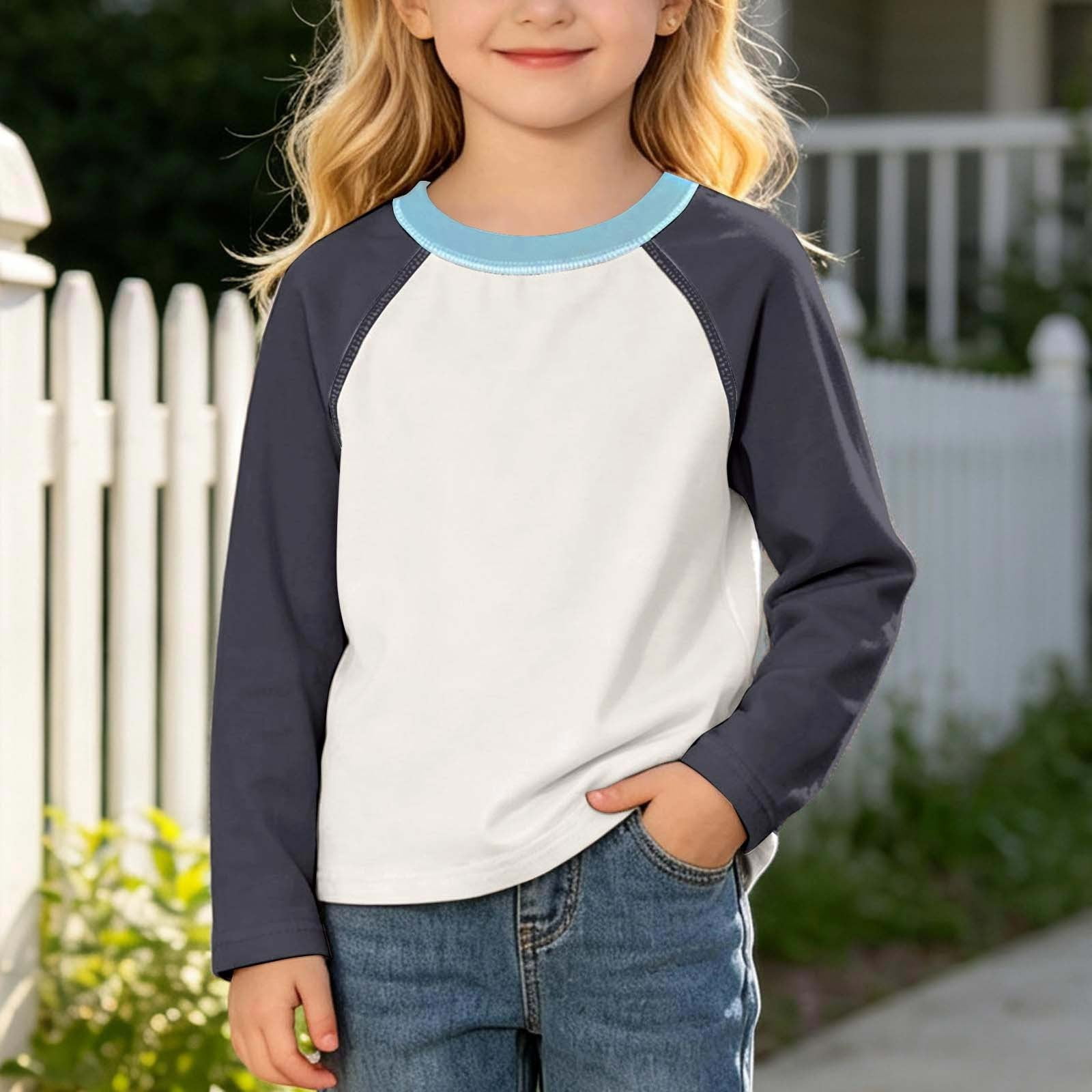 Boys and Girls Blouse, Long Sleeve, Crew Neck, Loose Fit, Everyday ...