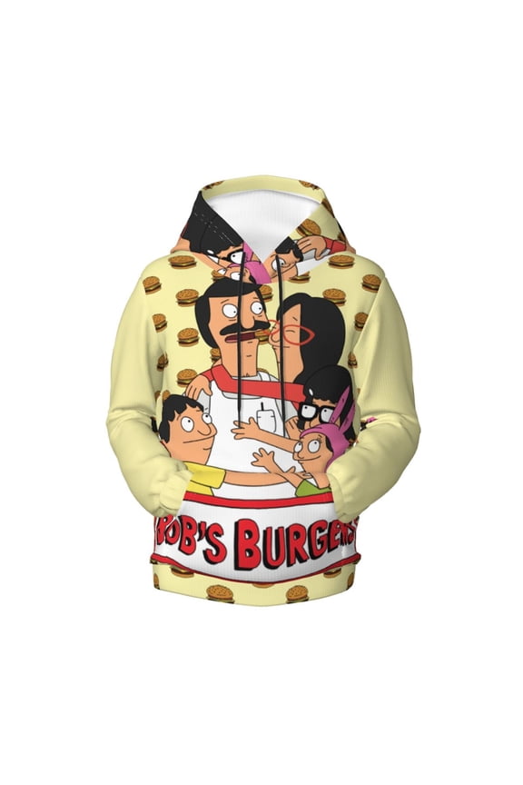 Boys Girls Bob's Burgers Hoodie 3D Printed Cartoon Anime Long Sleeve Hooded Pullover Sweatshirt with Pocket For Teens