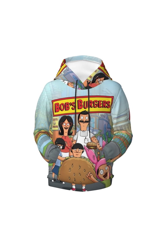 Boys Girls Bob's Burgers Hoodie 3D Printed Cartoon Anime Long Sleeve Hooded Pullover Sweatshirt with Pocket For Teens
