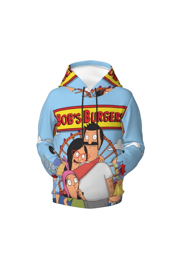Boys Girls Bob's Burgers Hoodie 3D Printed Cartoon Anime Long Sleeve Hooded Pullover Sweatshirt with Pocket For Teens