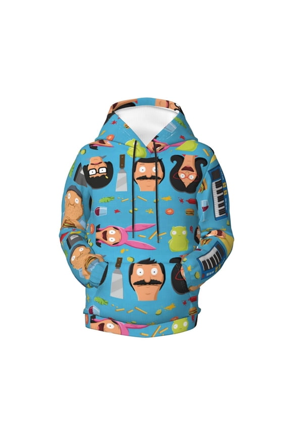 Boys Girls Bob's Burgers Hoodie 3D Printed Cartoon Anime Long Sleeve Hooded Pullover Sweatshirt with Pocket For Teens