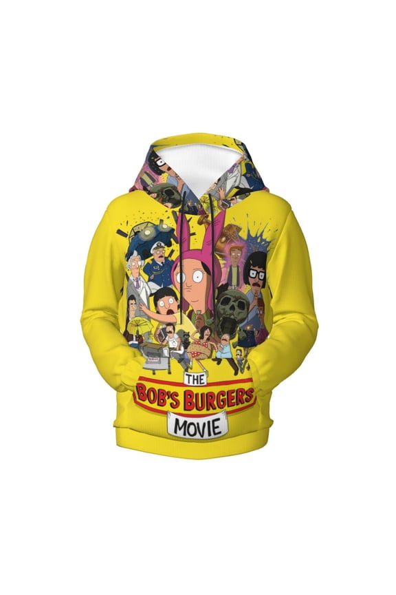 Boys Girls Bob's Burgers Hoodie 3D Printed Cartoon Anime Long Sleeve Hooded Pullover Sweatshirt with Pocket For Teens
