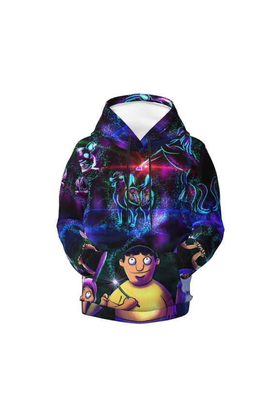 Boys Girls Bob's Burgers Hoodie 3D Printed Cartoon Anime Long Sleeve Hooded Pullover Sweatshirt with Pocket For Teens