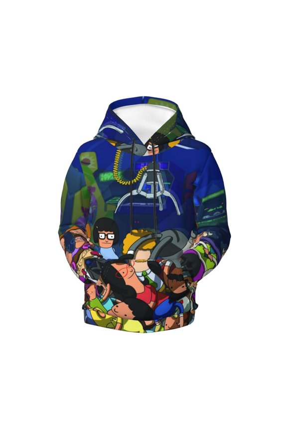 Boys Girls Bob's Burgers Hoodie 3D Printed Cartoon Anime Long Sleeve Hooded Pullover Sweatshirt with Pocket For Teens