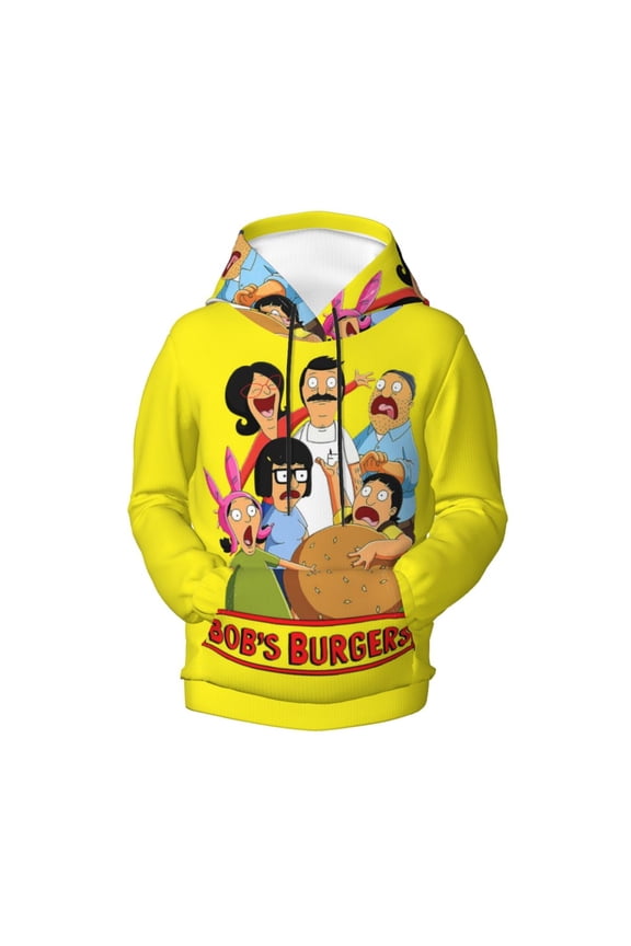 Boys Girls Bob's Burgers Hoodie 3D Printed Cartoon Anime Long Sleeve Hooded Pullover Sweatshirt with Pocket For Teens