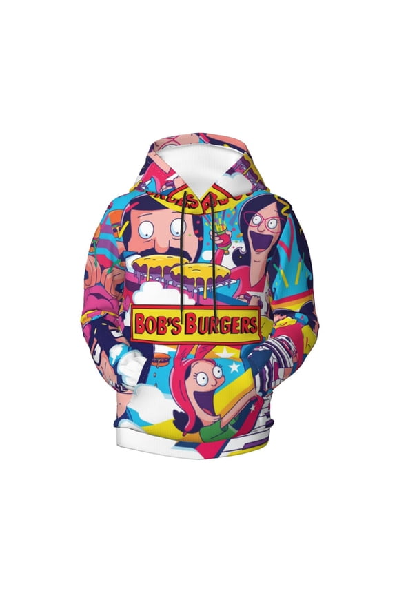 Boys Girls Bob's Burgers Hoodie 3D Printed Cartoon Anime Long Sleeve Hooded Pullover Sweatshirt with Pocket For Teens