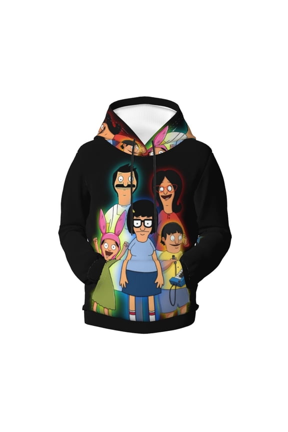 Boys Girls Bob's Burgers Hoodie 3D Printed Cartoon Anime Long Sleeve Hooded Pullover Sweatshirt with Pocket For Teens