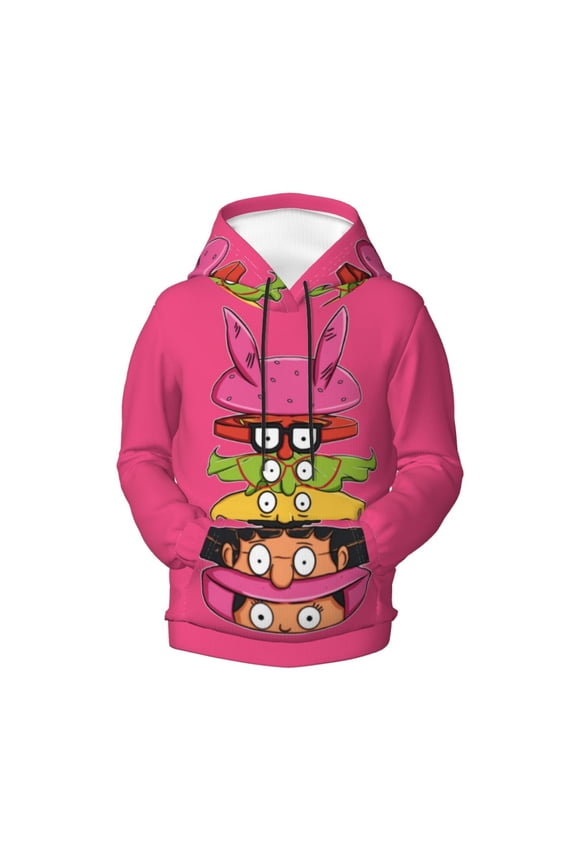 Boys Girls Bob's Burgers Hoodie 3D Printed Cartoon Anime Long Sleeve Hooded Pullover Sweatshirt with Pocket For Teens