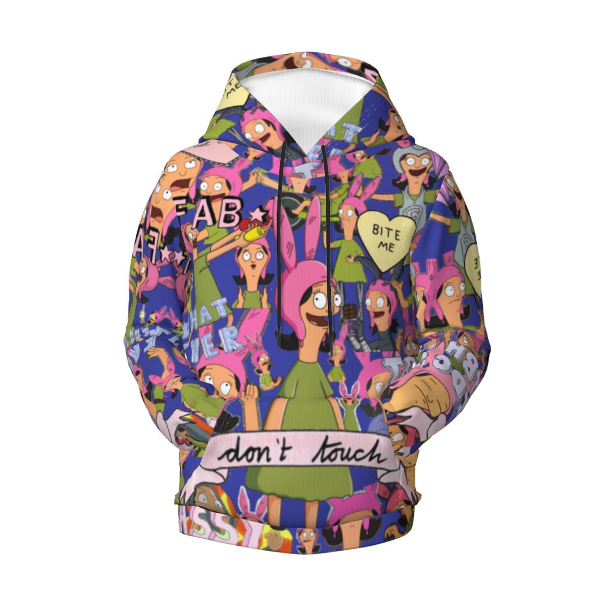 Bob Burgers katoenen hoodie met ronde hals, zwart, Zwart, 3XL