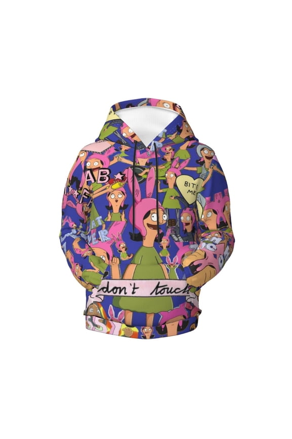 Boys Girls Bob's Burgers Louise Hoodie 3D Printed Cartoon Anime Long Sleeve Hooded Pullover Sweatshirt with Pocket For Teens