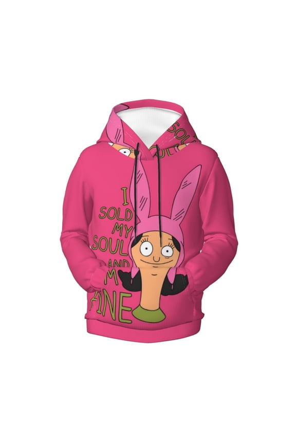 Boys Girls Bob's Burgers Louise Hoodie 3D Printed Cartoon Anime Long Sleeve Hooded Pullover Sweatshirt with Pocket For Teens