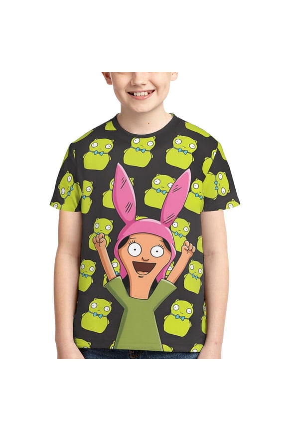 Boys Girls Bob's Burgers Louise T-Shirts 3D Printed Novelty Short Sleeve Shirts Kids Youth Game Cartoon Tee Shirts Summer Tops