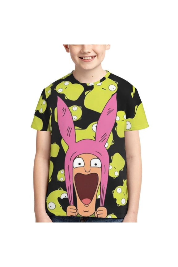 Boys Girls Bob's Burgers Louise T-Shirts 3D Printed Novelty Short Sleeve Shirts Kids Youth Game Cartoon Tee Shirts Summer Tops