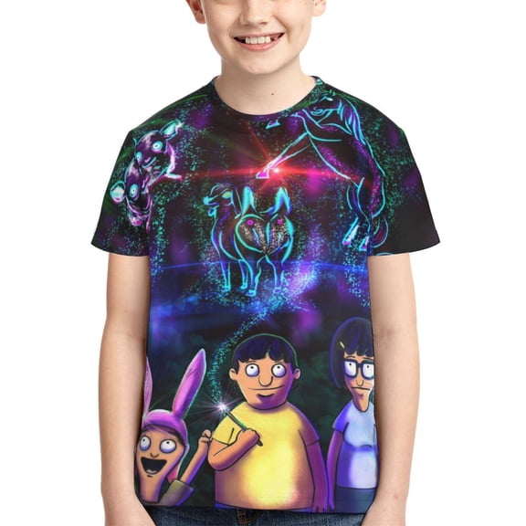 Boys Girls Bob's Burgers T-Shirts 3D Printed Novelty Short Sleeve Shirts Kids Youth Game Cartoon Tee Shirts Summer Tops