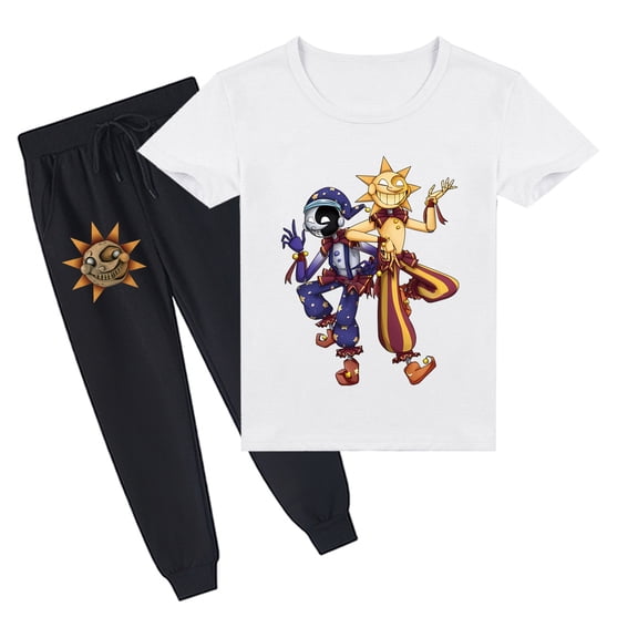 Boys & Girls' Breathable Summer Outfit: Sundrop and Moondrop Print on Cotton Short Sleeve Set