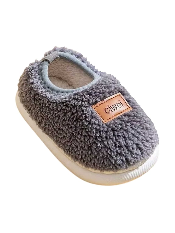Boys Girls Bunny Ear Fuzz Slippers Warm Fuzzy Indoor House Shoes For Toddler Little Kids